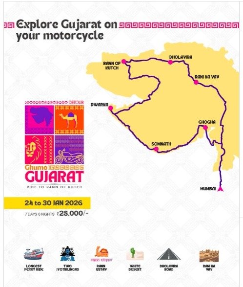 Ghumo Gujarat 2026 is live! 6 Nights 7 Days ride!
