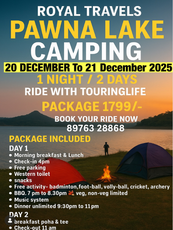Royal Travels x Touringlife Pawna Lake Camping 2025