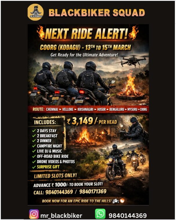 BLACKBIKER SQUAD’s next group ride to Coorg ( Karnataka )