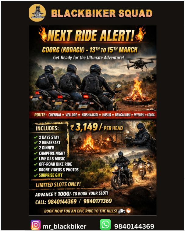 BLACKBIKER SQUAD’s next group ride to Coorg ( Karnataka )