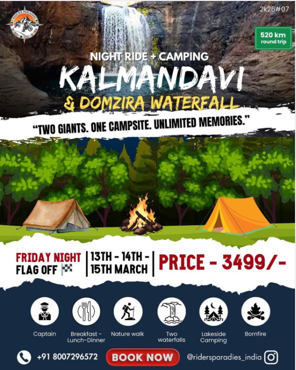 NIGHT RIDE + CAMPING KALMANDAVI & DOMZIRA WATERFALL