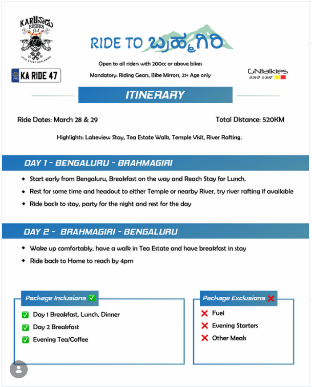 Bikers Karu Nadu Ride to Brahmagiri
