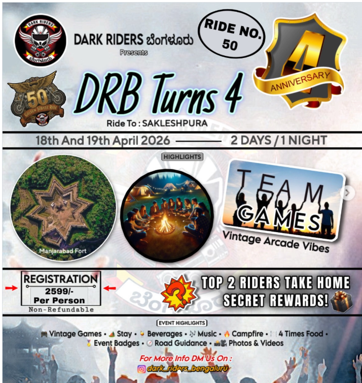 DRB TURNS 4 Ride To SAKLESHPURA