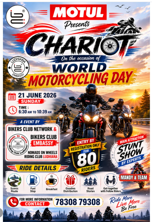 CHARIOT On the occasion of WORLD MOTORCYCLING DAY
