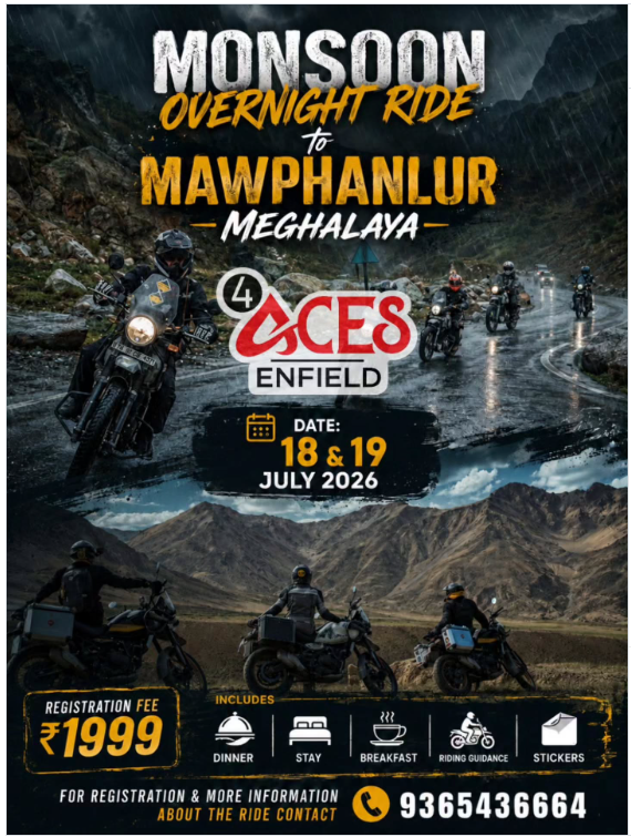 ๐ง๏ธ๐๏ธ 4Aces Royal Enfield Presents โ Monsoon Overnight Ride to Mawphanlur, Meghalaya! ๐๏ธ๐ฟ