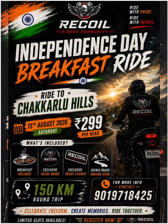 🇮🇳 Independence Day Breakfast Ride to Chakkarlu Hills 🏍️