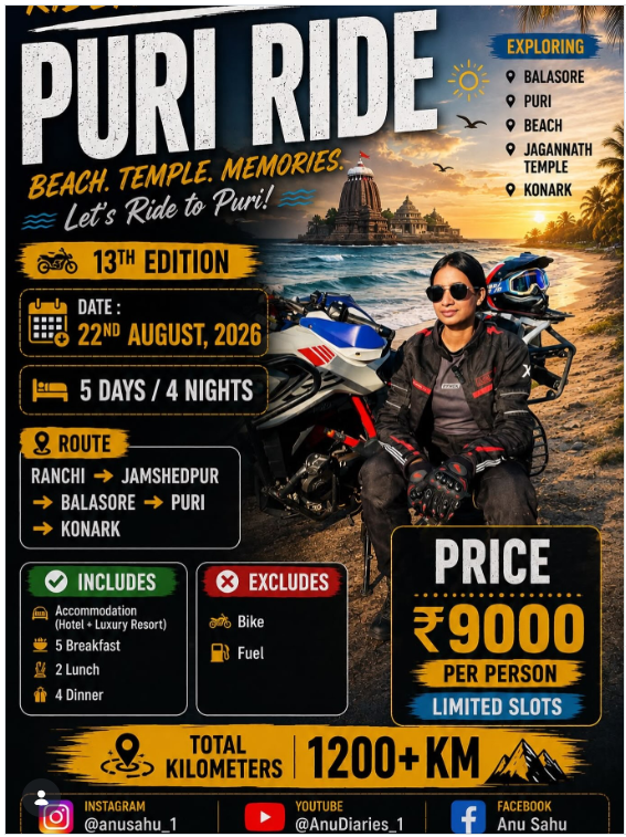 🏍️ Ranchi to Puri Group Ride 🌊