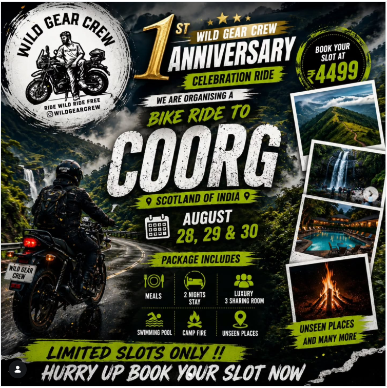 Wild Gear Crew 1st Anniversary Ride – Coorg Adventure
