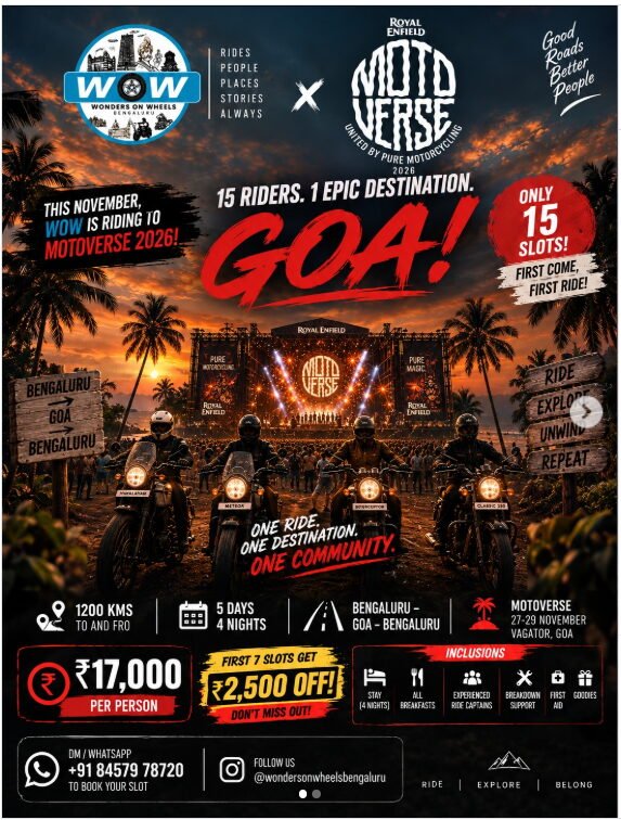 �� WOW × MOTOVERSE 2026 GOA RIDE🌴🔥